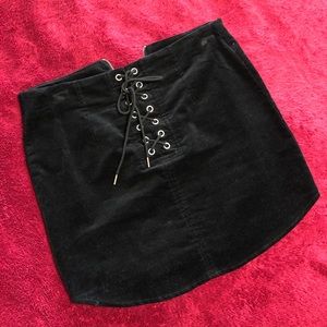 Lace up mini skirt